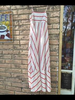 Cotton Maxi Dress with Stripe Details